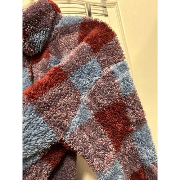 Eddie Bauer Women's Fleece Faux Fur Plaid Quarter Zip pullover size XL Cozy - Picture 16 of 16